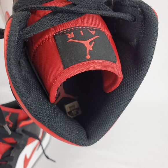 Air Jordan 1 Mid Shoes "Bred Toe" Black Fire Red White 554724-079 Men's Athletic - Picture 10 of 14